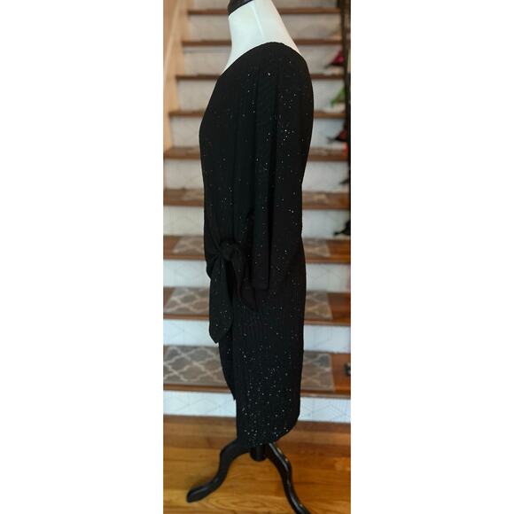 Black Shimmer Faux Wrap / Side Knot Dress – XL - Picture 5 of 8